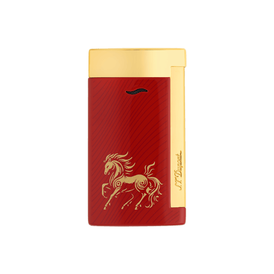 Lackiertes Feuerzeug color_red finition_golden flame_blue 1 - S.T. Dupont Germany