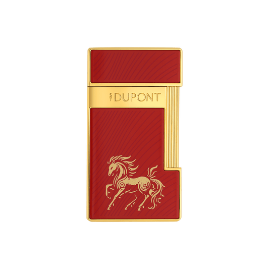 Lackiertes Feuerzeug color_red finition_golden flame_blue 1 - S.T. Dupont Germany