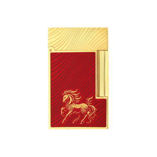 Pferdemähnen - Guilloché color_red finition_golden flame_double 1 - S.T. Dupont Germany